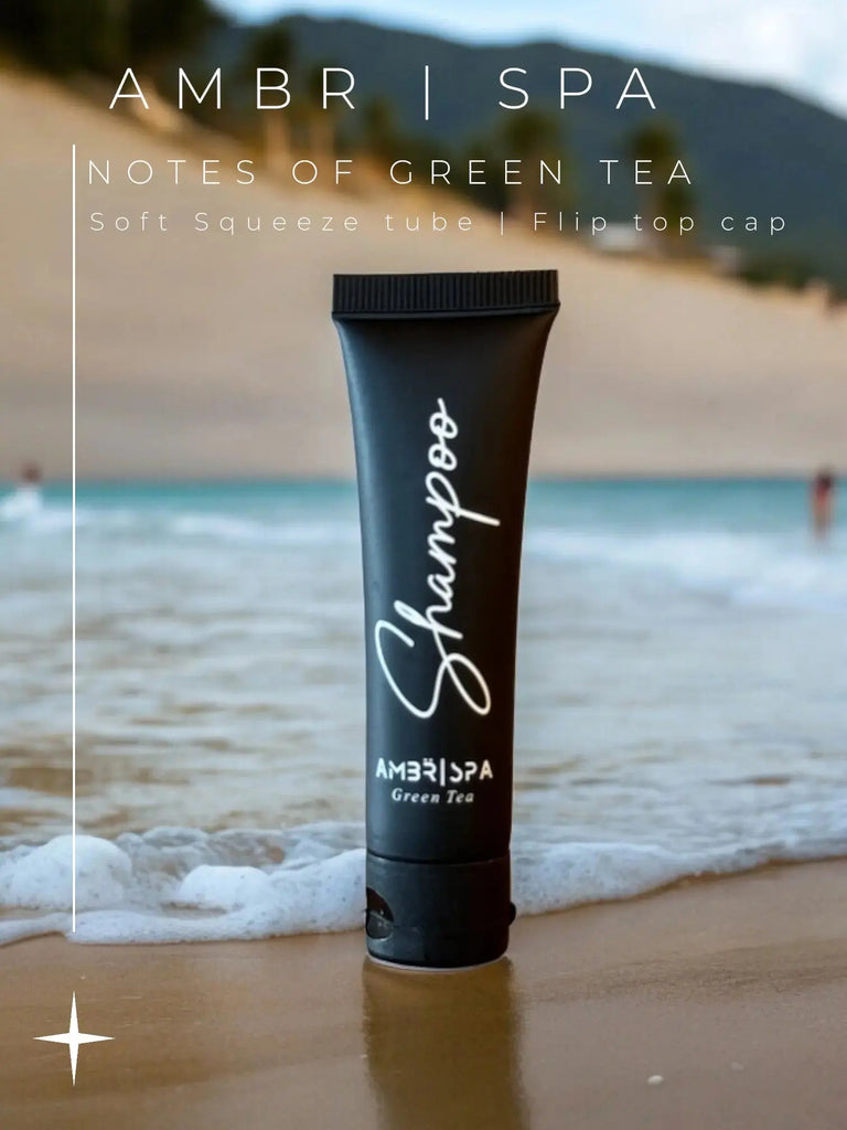 Hotel Supplies Shampoo AMBR Spa 50 pack - Branded Amenities by Custom Amenities Inc.
