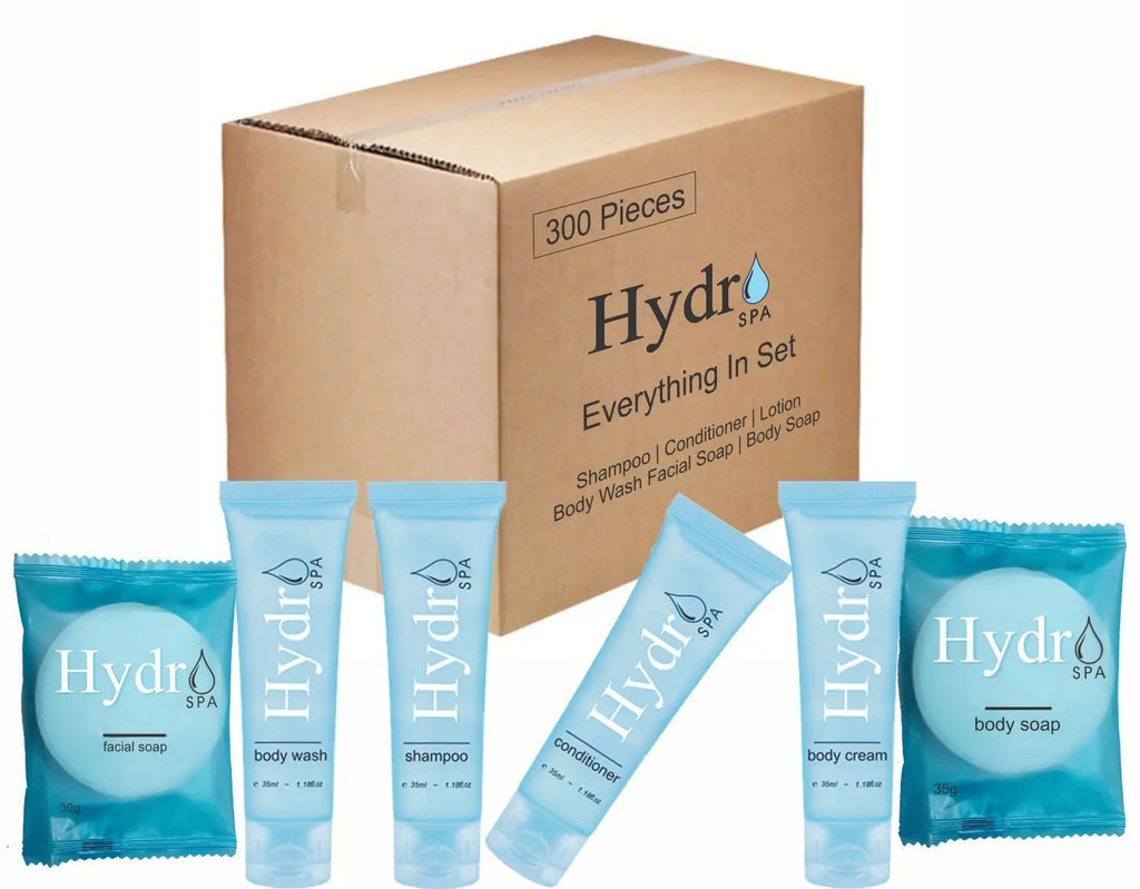 Vacation Rental Supplies Hydro Spa (50 of Each / 300 Items Total) - Branded Amenities by Custom Amenities Inc.