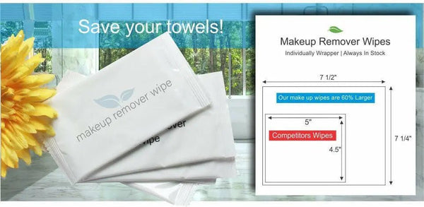 Make Up Remover Wipes individually wrapped 1000pk - Branded Amenities by Custom Amenities Inc.